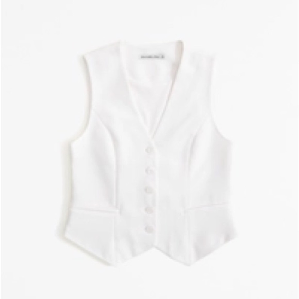 The A&F Mara Tailored Vest V-Neck Set Top Cream Medium